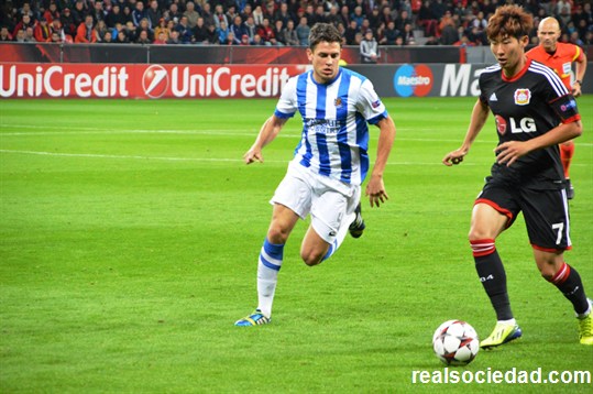 Elustondo, Leverkusenen jokatutako partidan. (Argazkia: Realsociedad.com)