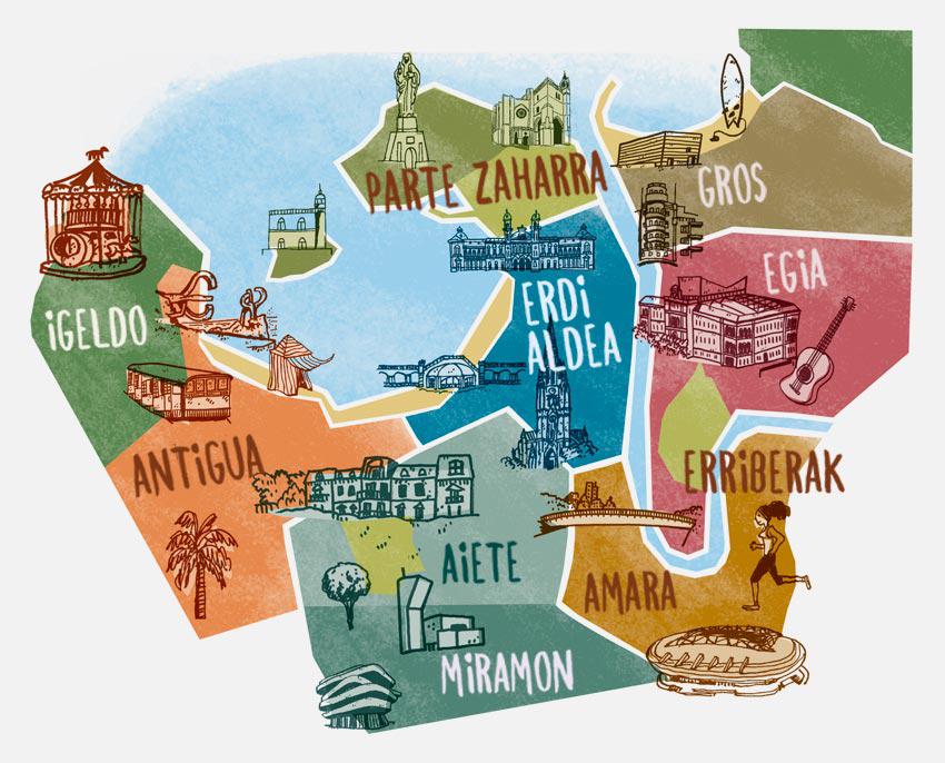 'Art in Donostia' liburuxkarako sortu duten mapa. (Argazkia: Donostia Turismoa)