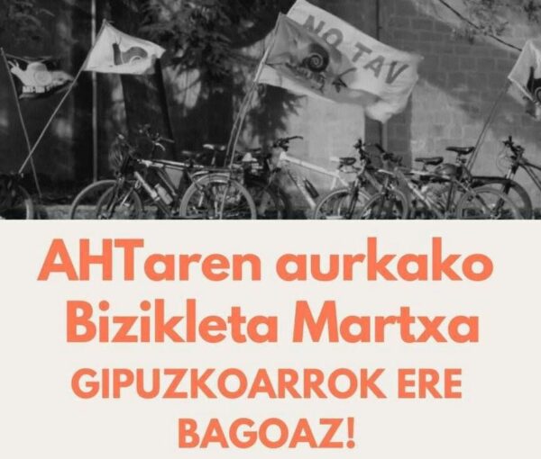 AHTaren kontrako bizikleta martxara joateko deialdia Donostitik