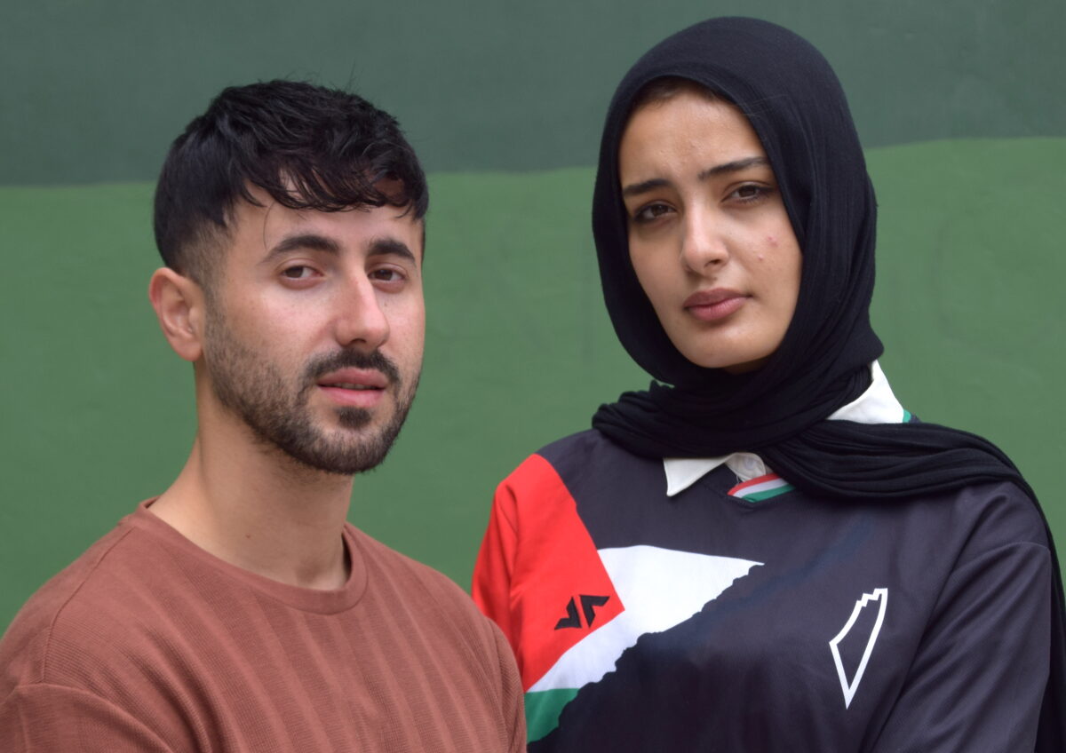 Hamadah Nasrallah eta Rahaf Shamaly, Gazako Sol Band taldeko musikariak.