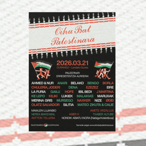 'Oihu bat Palestinara' ekimenerako sarrera bikoitza